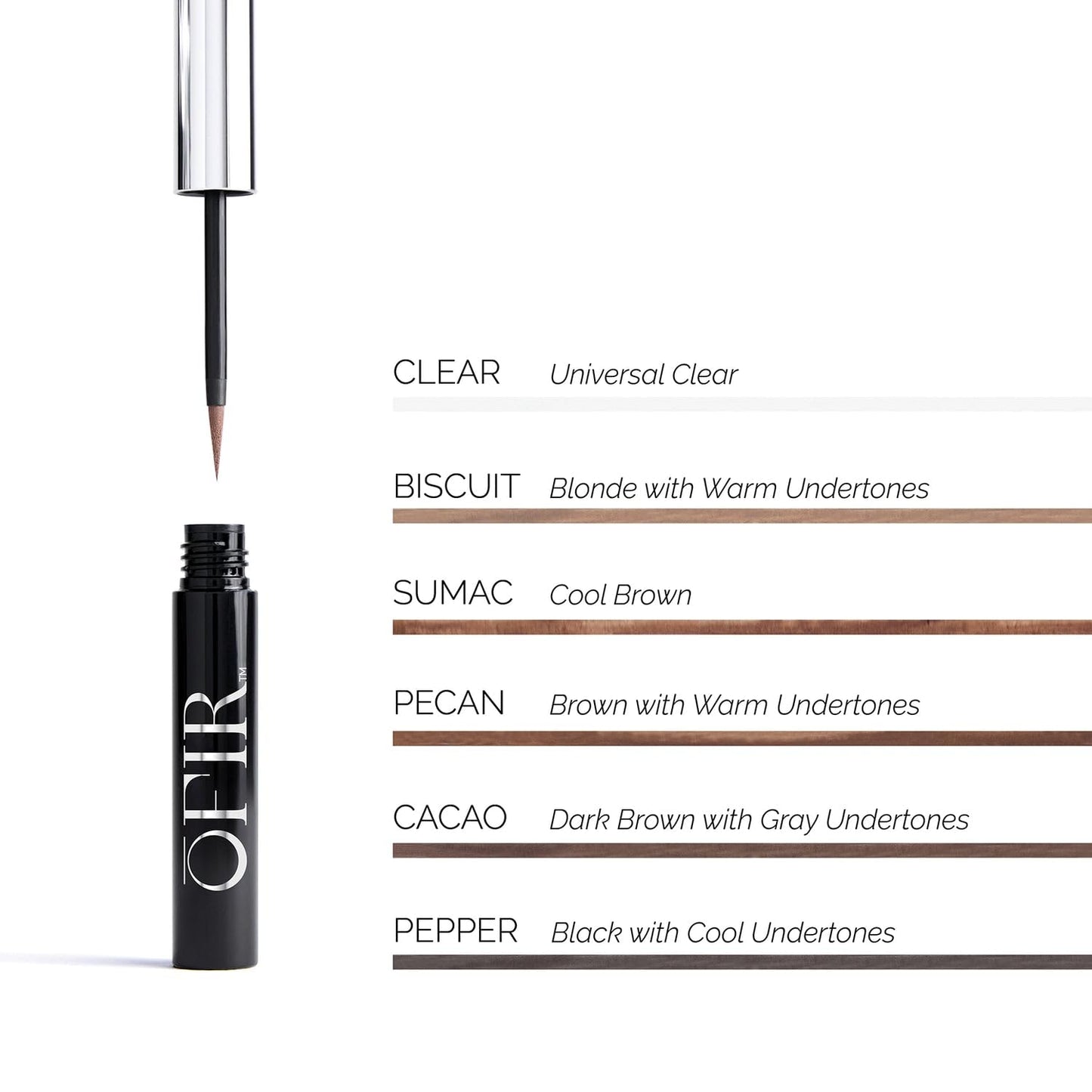 OFIR Brow Tonic Serum Browliner | Smudge-Proof Matte Finish | Hybrid Makeup & Skincare with Hyaluronic Acid & Plant Extracts | Strengthening | Cruelty-Free Brow Serum | Pecan - Warm Brown, 0.057 Oz
