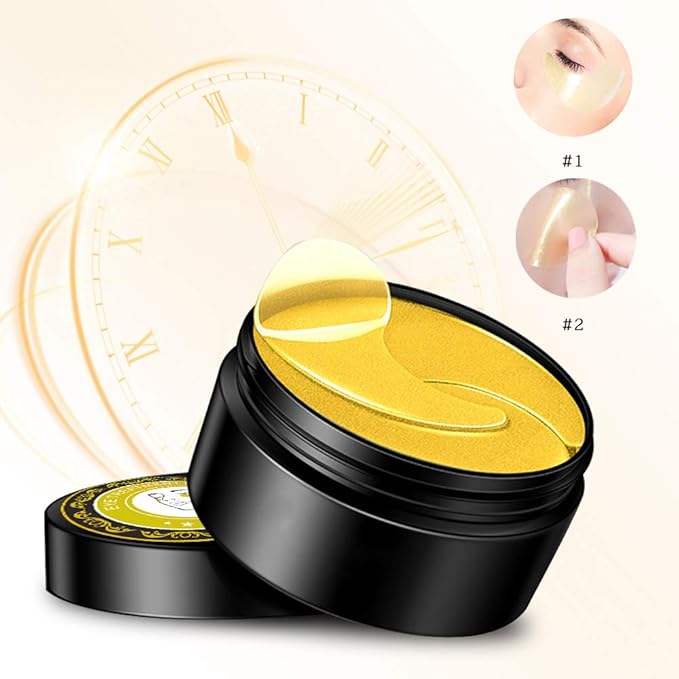 Golden Under Eye Patches (30 Pairs Eye Gels) - Golden Eye Mask with Amino Acid & Collagen - Rejuvenating Treatment for Dark Circles, Puffy Eyes, Refreshing, Revitalizing, Travel, Wrinkles
