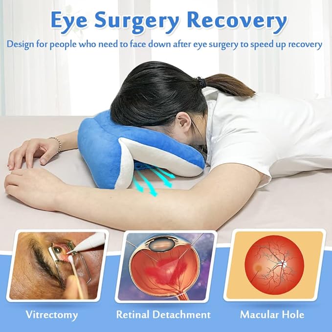 Face Down Pillow After Eye Surgery Prone Vitrectomy Retina Recovery Equipment Donut Face Pillow Massage Head Cradle Facedown Desk Pillow for Napping Piercing Cushion