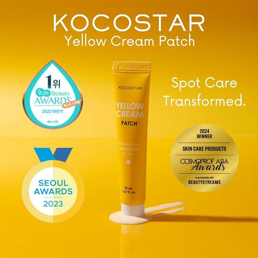 Yellow Cream Patch | Proactive Spot Care with Sulfur and BHA, Salicylic Acid Blemish Care, Cream to Patch Formula, Makeup-Friendly, Hydrating & Soothing, Korean Skincare, 0.67 fl oz.