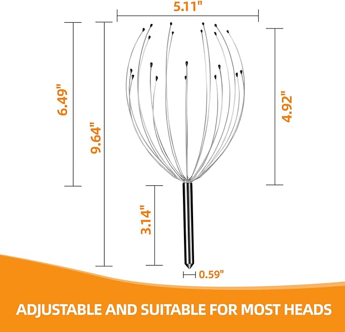 YEZY Head Massager 20 Fingers Head Scratcher Scalp Massager, Back Scratcher, Stocking Stuffers for Scalp Massage Back Massage 2 Pack (Black)