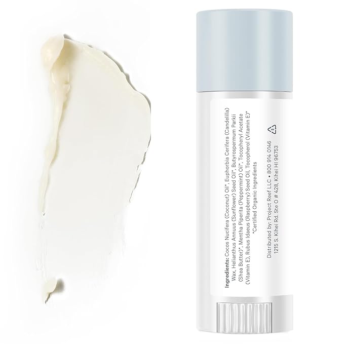 Cooling Lip Balm w/Organic Peppermint, Shea Butter, Vitamin E, Hydrating Chapstick, Soothe Dry Sunburnt Lips, After Sun Care, 2 Pack