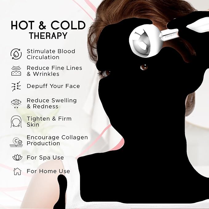 PRIME Fitness Ice Globes for Facials | Unbreakable Steel Cooling Roller | Cryo Sticks for Face | Massager for Face Neck & Eyes | Skin Care for Dark Circles, Puffiness, Wrinkles, (360 Rotating)