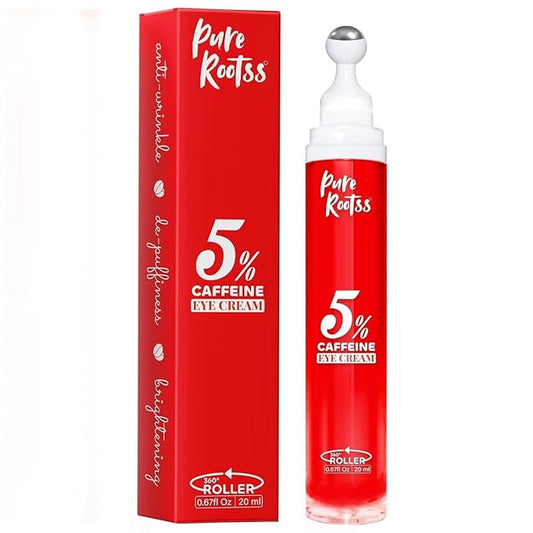 5% Caffeine Eye Cream Anti Aging with 360 Rollerball, Reduce Wrinkles and Dark Circles, Under Eye Cream For Women and Men