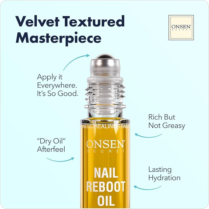 Onsen Secret Nail & Cuticle Repair Oil (2x10ml) - Dry Oil Formula - Japanese Tsubaki, Tea Tree & Jojoba - Strengthens Nails, Repairs Cuticles, Hydrates Skin & Hair - Natural & Vegan