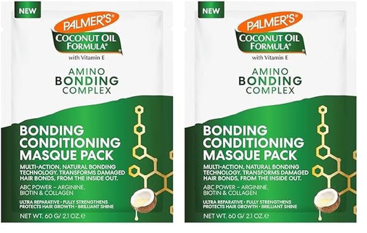 Palmer's Amino Bonding Complex Hair Mask, Intense Conditioning Masque Pack with Coconut Oil & Vitamin E, Heat Protectant, Anti Frizz, Adds Shine, Protects Hair Growth, All Hair Types, 2.1 oz packette