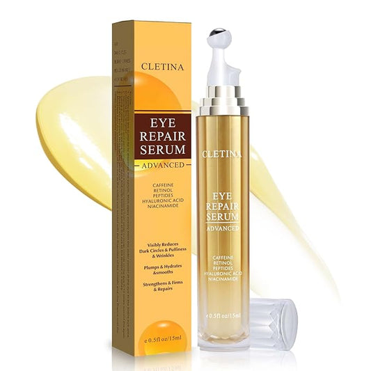 5% Caffeine Eye Serum With Roller For Dark Circles & Puffiness Bags Under Eye Treatment- Caffeine Eye Cream with 360° Massage Ball Roller For Anti Aging Wrinkles Fine Lines - Under eyes treatment