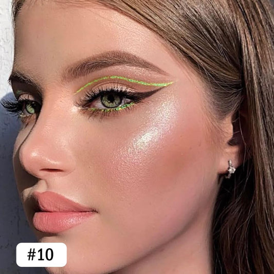 evpct Green Glitter Eyeliner Pencil for Eyes, Apple Avocado Green Metallic Shimmer Eye Liner Pencil Makeup Waterproof Smudge Proof, Colored Gel Waterline Eyeliner Face Eye Paint Stick Halloween Makeup