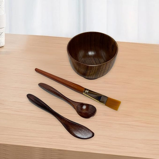 Skincare Face Mask Mixing Bowl Set,Makeup Skin Care Products for Clay Mask,Home DIY Beauty & Personal Care Tools Kit Wood Bowl,Spatula,Spoon,Brush,Facial Headband,Wrist Washband