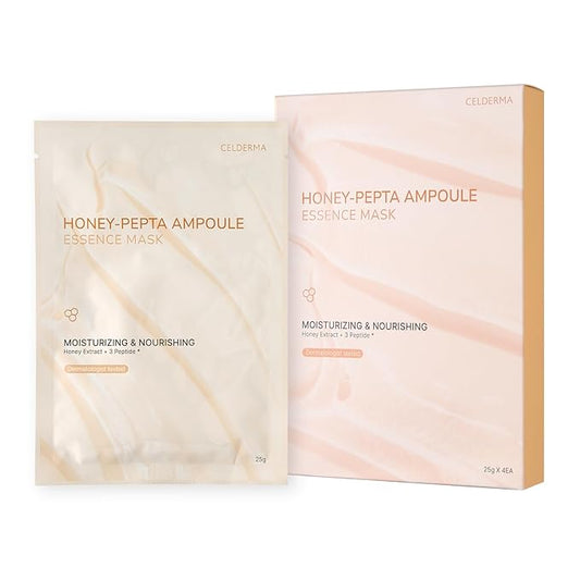 CELDERMA HONEY-PEPTA AMPOULE ESSENCE MASK [4 pcs], Moisturizing & Nourishing