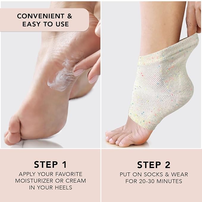 Kitsch Moisturizing Socks for Cracked Heel Treatment, Insulated Gel & Moisturizing Heel for Dry Cracked Feet Women & Men, Spa & Sleep Socks for Overnight Moisture Repair, 1 Reusable Pair