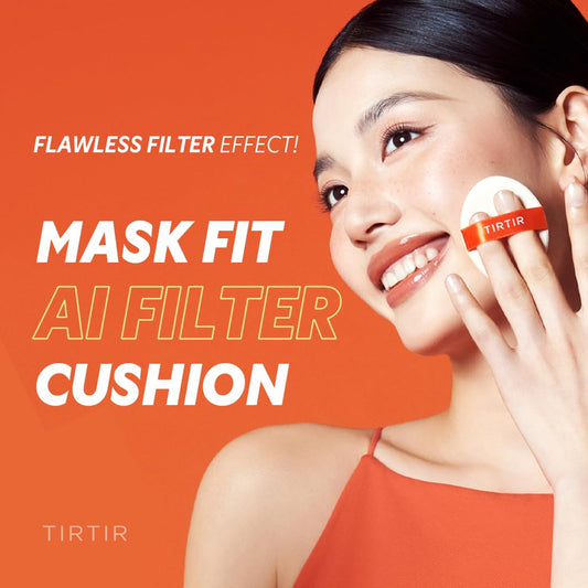 TIRTIR Mask Fit Ai Filter Cushion Foundation | AI-Like Semi-Matte Finish - Up to 72-Hour Medium to Full Coverage Korean BB Cushion Make up Beauty, #11C Cool Rosy, 0.63 Fl Oz