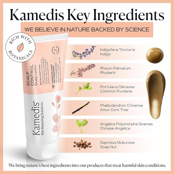 KAMEDIS Scalp Moisturizer Lotion For Dry, Itchy, Dandruff, Flaky, Seborrheic Dermatitis, Psoriasis and Sensitive Scalp. Over-Night Mask Treatment Botanicals-Based. Parabens Free. 3.38 Fl Oz.