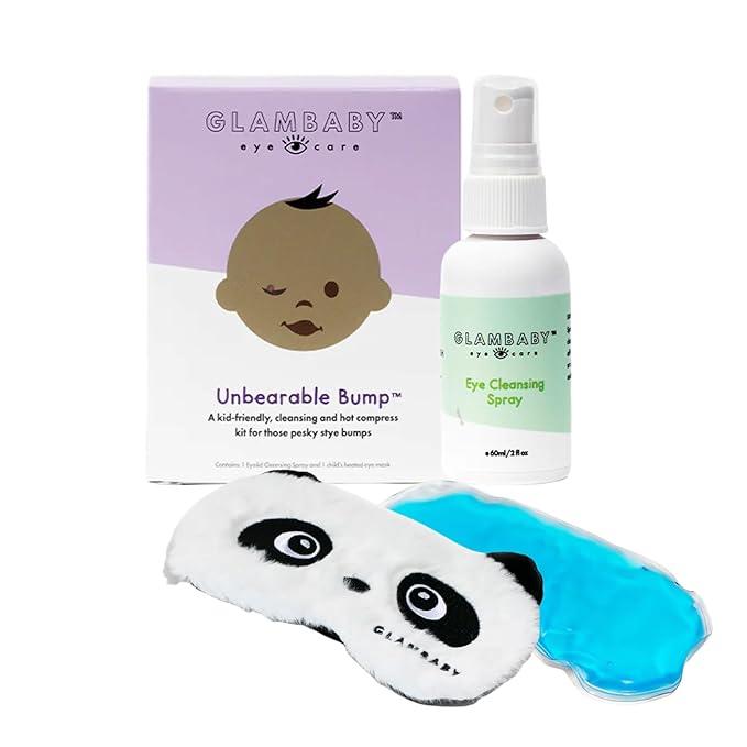 GlamBaby Eye Care - Unbearable Bump™ Kit - stye kit for kids - heat and cooling mask - cleansing spray for eyelid debris