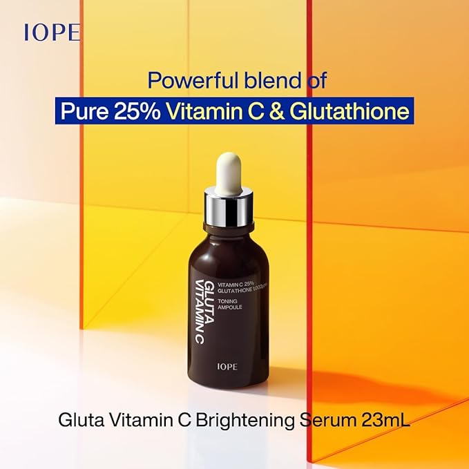 IOPE Gluta Vitamin C Brightening Serum | 25% Pure Vitamin-C and 1,000ppm Glutathione, Anti-Aging and Anti-Oxidant, Reduces Dark Spots, Korean Skincare, 0.78oz.