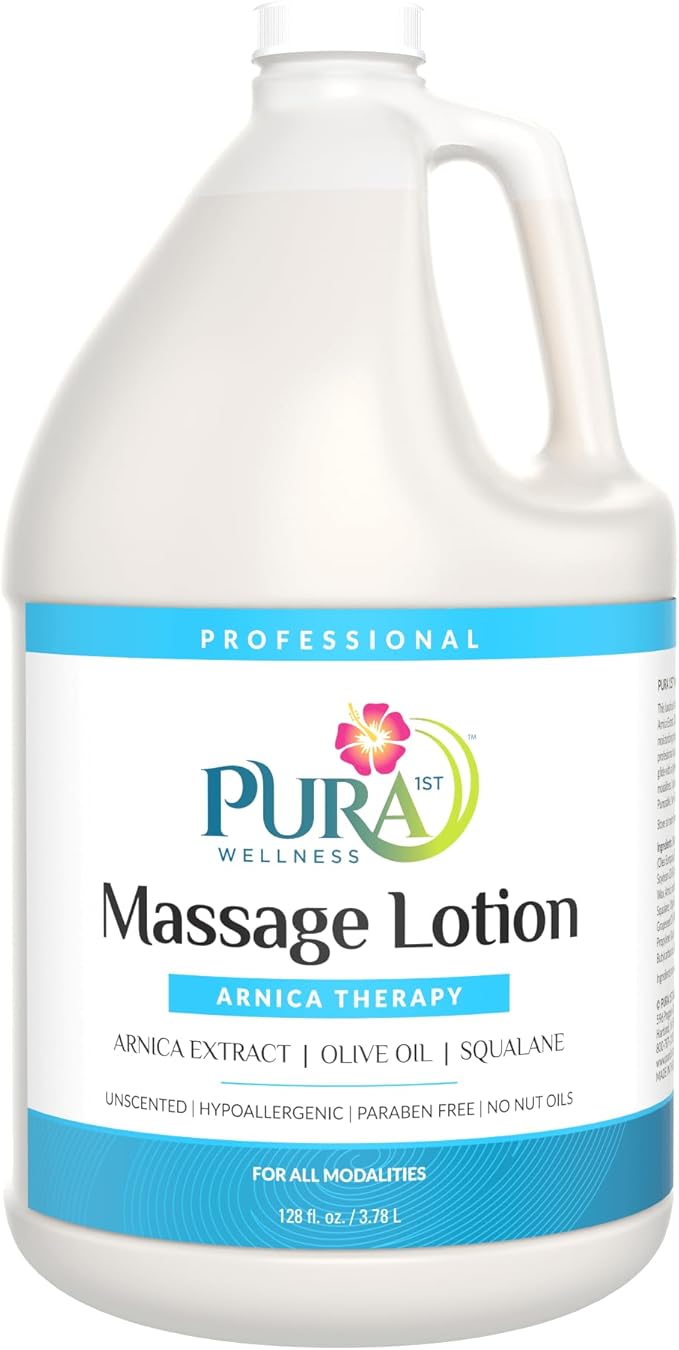 Arnica Massage Lotion, Hypoallergenic Formula, Massage Lotion for Muscle Relief, Unscented Deep Tissue Arnica Lotion, Physical Therapy Lotion, Massage Lotion for Massage Therapy, 128oz