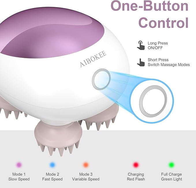 Electric Scalp Massager, Portable Head Stress Relax,IPX7 Waterproof Rechargeable Head Massager Scalp Stress Relax, Body for Deep Cleansing, Relief, Hair Growth (Pink)