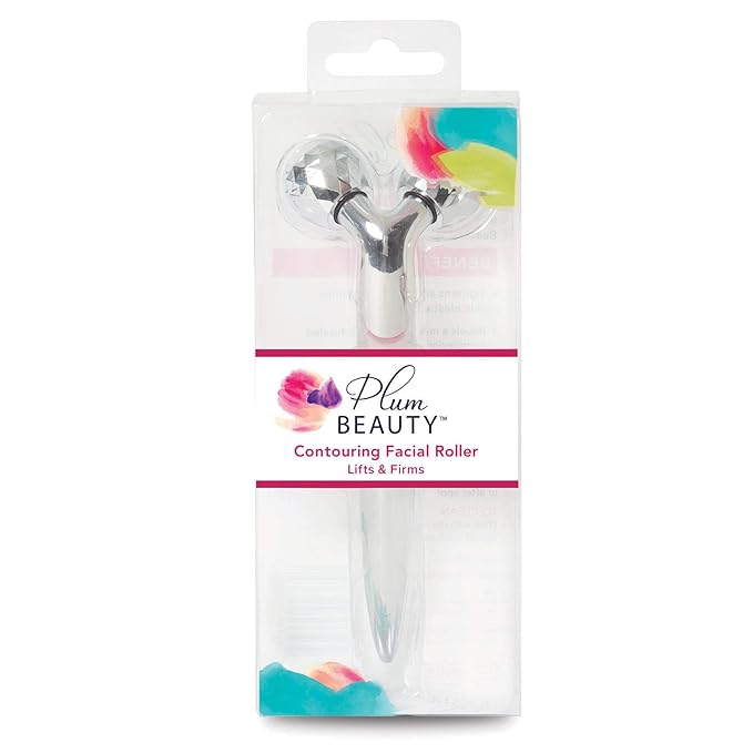 Contouring Face Roller - Skin Care Face Massager Tightens & Tones Skin Appearance, Improves Complexion, and Reduces Aging & Wrinkles, Silver