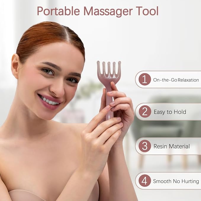 2PCS Head Massager Scalp - Resin Back Scratcher for Men Women - Five Claw Gua Sha Massager Comb for Foot Back Neck Shoulder Relaxation - Hair Scalp Massager Gua Sha Comb for Soothing Head Massage