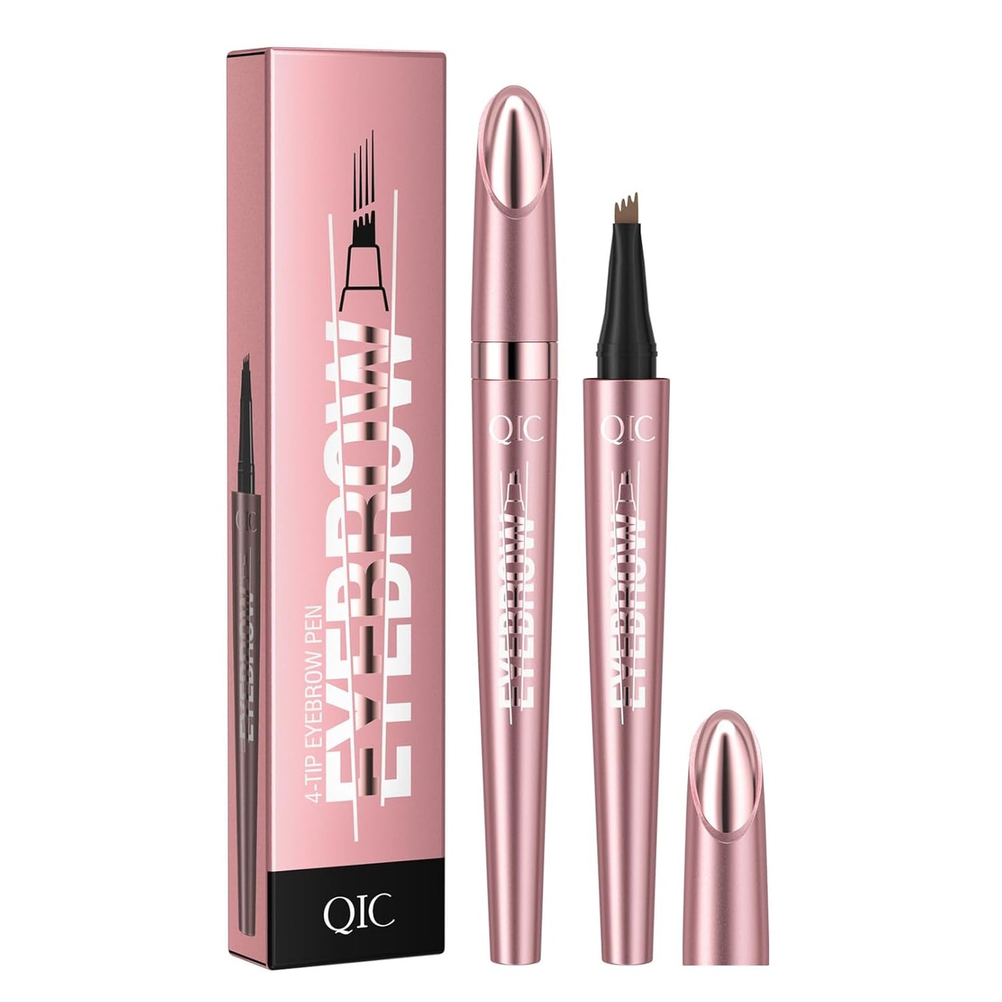 Eyebrow Pencils for Women - Microblading Eyebrow Pencil with Precise 4-Fork-Tip Waterproof Eyebrow Pen Smudge-Proof Eye Brow Pencils Create Natural Hair-Like Brows, Last All-Day, Light Brown