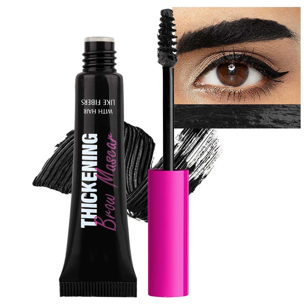 Tinted Thickening Brow Mascara,Brow Fast Sculpt,Waterproof, Transfer-proof, Brush to Fill in Eyebrows and Cover Gray Hairs - Cruelty Free - Light Medium Brown (1pc 08 Black)