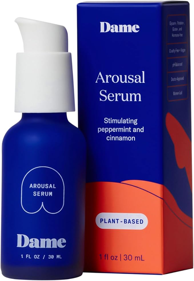 Dame Products Arousal Serum for Women Massage Oil Pleasure Feeling, Organic Vegan pH Balanced, Lickable Edible with Earthy Scent