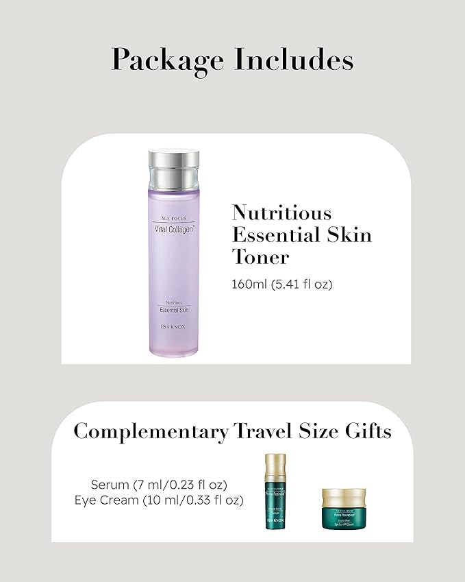 ISA KNOX AGE FOCUS VITAL COLLAGEN Emulsion, PRIME Wrinkle For All Serum & PRIME Eye For All Cream (177 ml/5.99 fl oz) - Korean Skin Care by LG Beauty. Vitamins C, B12 & E.