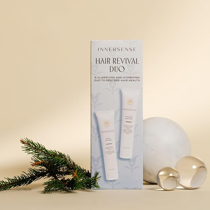 INNERSENSE Organic Beauty - Hair Revival Duo Holiday Set | Detox Hair Mask, Hydrate Hair Mask | Non-Toxic, Cruelty-Free, Clean Haircare (2 piece set)