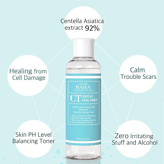 Centella Asiatica 92% Soothing Hydrating Toner - CICA Facial Toner Lightweight Moisture Boost Soft Smooth Skin - Daily Face Toner, Alcohol-Free, Fragrance-Free, 6.75 Fl Oz (200ml)
