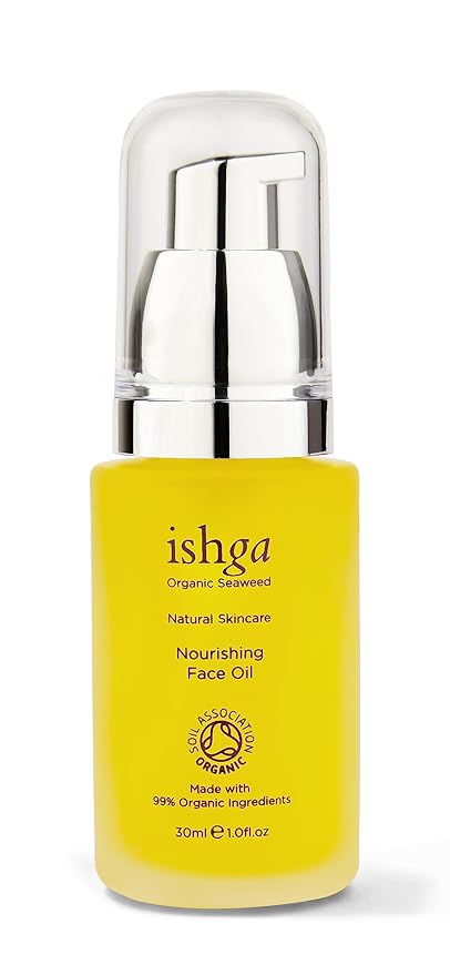 Ishga Face Oil | Natural & Organic Skincare | Scottish Seaweed | For All Skin Types Vegan, Cruelty-Free | Jojoba, Almond Oil, Rose Geranium | 1.69fl oz (30ml)