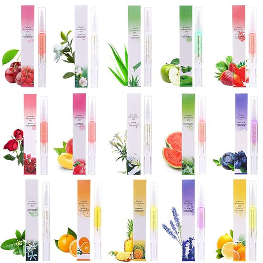 15Pcs Cuticle Oil Pen for Nail Care Products Kit Hangnail Treatment for Damaged Nails Repair Serum Strengthener Cream Moisturizer Growth Nourish Vitamin E Oil for Nail Hardener Lavender Essential Bulk