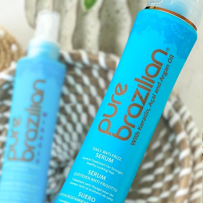 Pure Brazilian Daily Anti-Frizz Serum, 3 Fl Oz - Smoothing and Shine Enhancer for All Hair Types