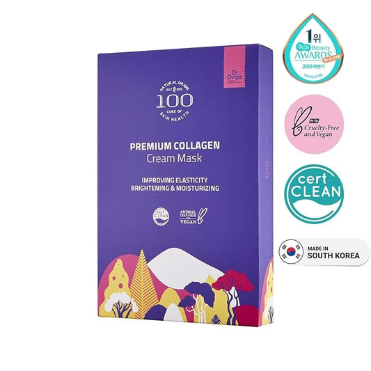 Dr. Orga OEM Premium Bio-Collagen Real Deep Mask, Hydrating Overnight Hydrogel Face Mask, Pore Minimizing, Elasticity Improvement, Gluten-free, 5 Masks per Pack, [Made in South Korea]