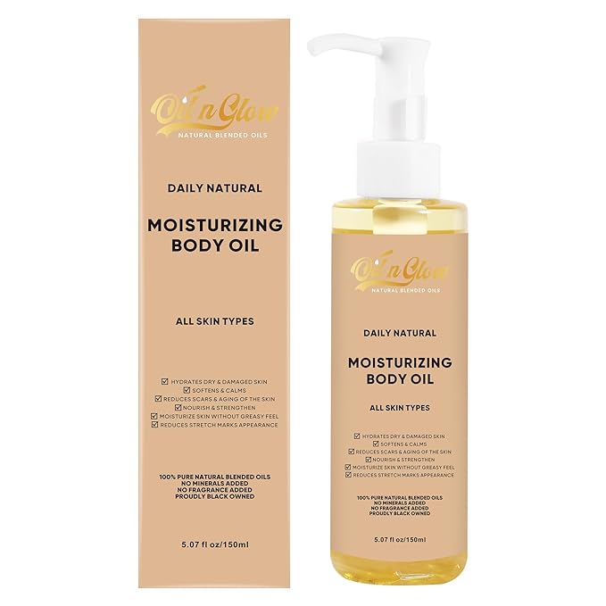 100% Pure Natural Hydrating Body Oil After Shower With Vitamin E, Coconut, Jojoba, Olive, Almond - Moisturizing Oil For Dry Skin, Non-Greasy Body Oils For Women & Men - Unscented 5.07 fl oz