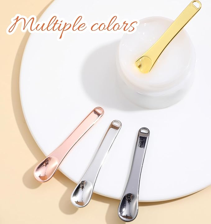 Mini Metal Makeup Spatula - Reusable Stainless Steel Cosmetic Scoop Tool for Face Mask Creams, Lotions & Moisturizers, Precision Skin Care Applicator (4 Pack)