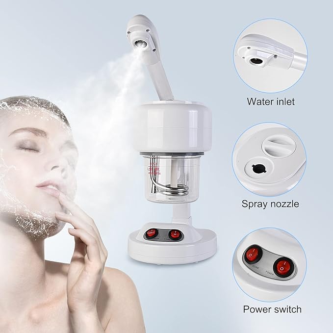 Mini Facial Steamer for Salon and Spa - Desk Ozone Face Steamer for Personal Care - Portable Steam Machine