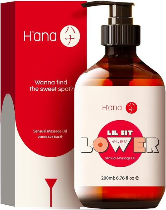 H'ana Sensual Massage Oil for Date Night - Gently Warming, Soothing & Hydrating, Crafted with 100% Pure Vanilla Body Oil for Intimate Moments and Bedtime Therapy (6.76 Fl Oz)