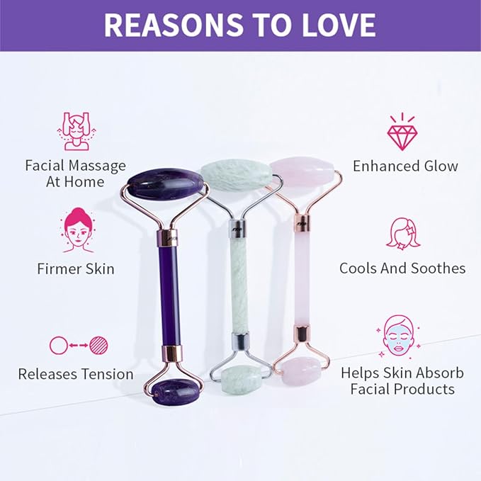 Nykaa Naturals Amethyst Face Roller - Diminishes Fine Lines and Wrinkles - Natural Crystals for Skin Calming - Tones and Sculpts Skin - 1 pc