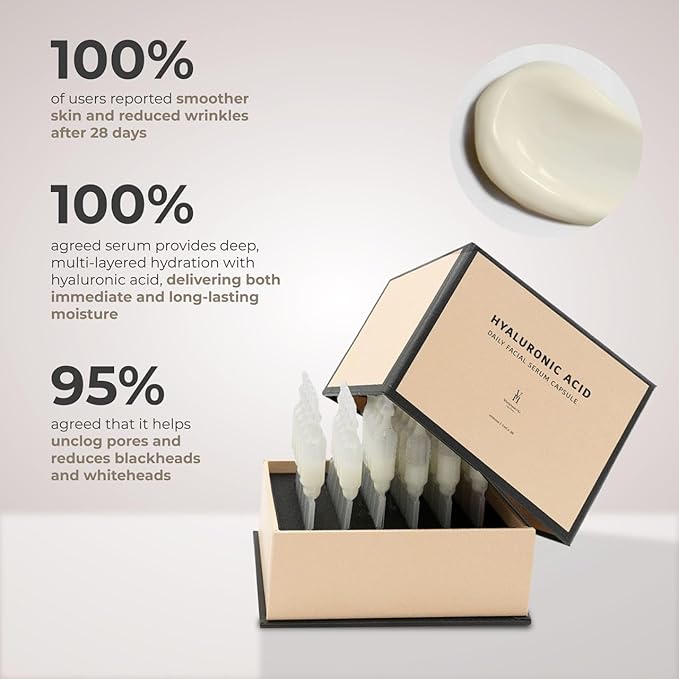 VivienneHu Hyaluronic Acid Serum Capsules, Hydrating Serum for Face with Retinol, Intense Hydration & Skin Plumping, Daily Facial Hydration Serum, Face Plumping Serum - 30 Capsules