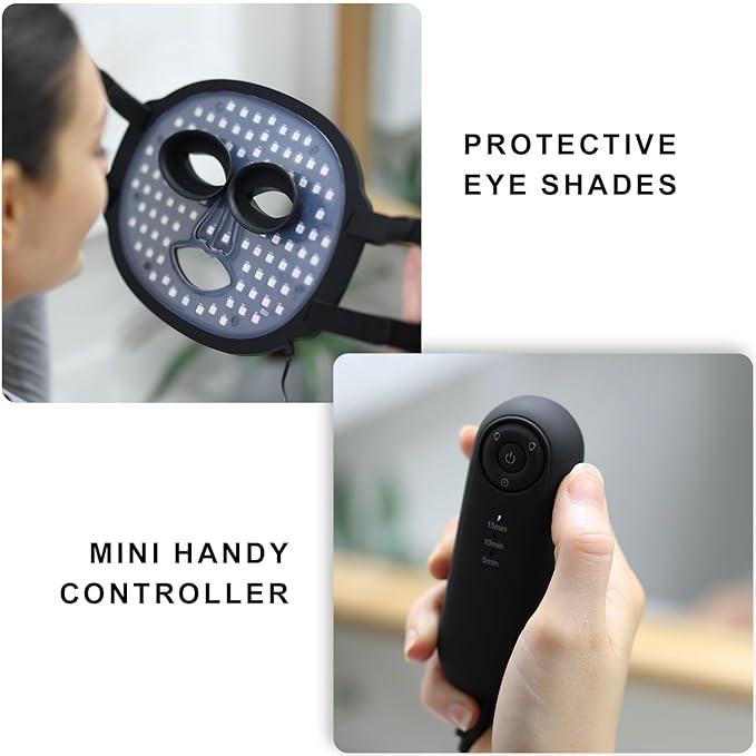 LED Face Mask Light Therapy Facial Mask for Skin Rejuvenation and Treatment Red Blue Infrared Light Therapy Device 7 Colors with High-Intensity LEDs, Beauty Skin Care