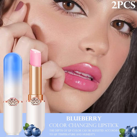 evpct 2Pcs Blueberry Tinted Lip Balms PH Lip Color Changing Lipstick Balm Stain Gift Set Queen for Women Girls Korean Mood Long Lasting Color Change Light Pink Lipstick Lip Tint Plumper Gloss