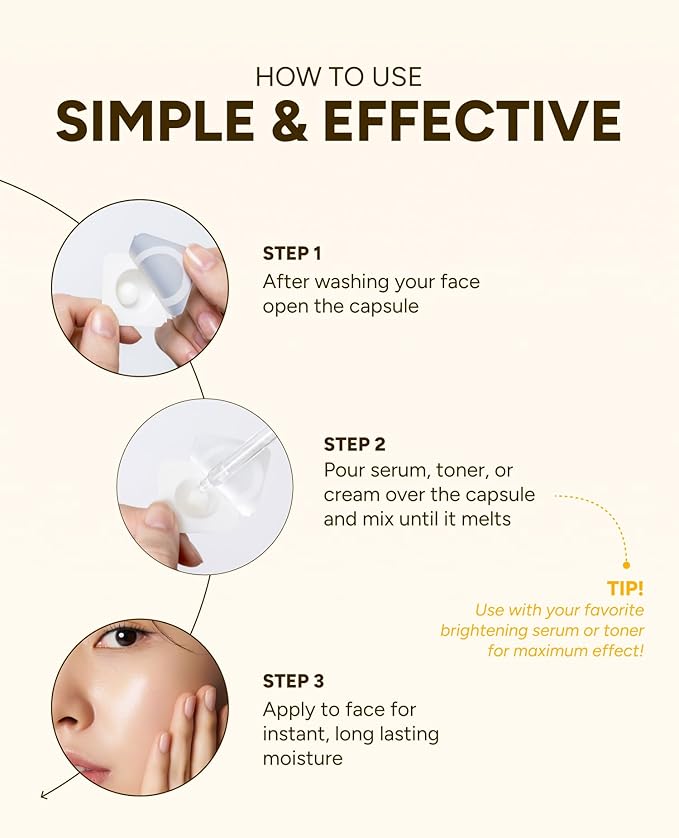 Vita Brightening Melting Capsule – Vitamin C for Bright and Radiant Skin | Korean Skin Care for Sensitive Skin | Booster for Brightening Serum, Toner & Moisturizer | 8 Capsules