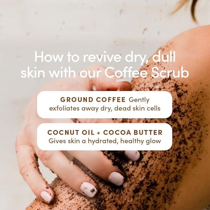 Coffee Scrub - Exfoliating and Hydrating Body Scrub - All Skin Types, Vegan, Cruelty Free, Fragrance Free, 9 OZ