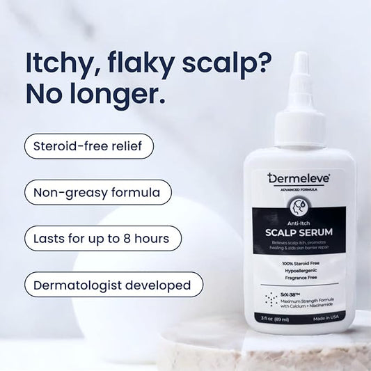 Dermeleve Scalp Serum for Neuropathic Itch, Sebborheic Dermatitis & Scalp Psoriasis | Dry Itchy Leave In Scalp Treatment | Quick Absorbing, Moisturizing & Non-Greasy (1 Pack)