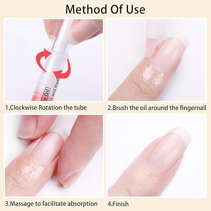 Cuticle Oil Pen for Nails Care,Nail Oil For Strength,Nourish Moisten Care Nail Cream To Reduce Nail Cracking and Dry for Weak Peeling Brittle and Thin Nails （Strawberries&peaches）