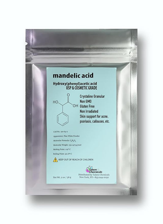 Mandelic Acid Powder 99.9% Purity, DIY Cosmetic Grade For Mandelic Acid Serum, Peel/Mask or add to Cream, Moisturizer (2 Ounce / 56 Gram)