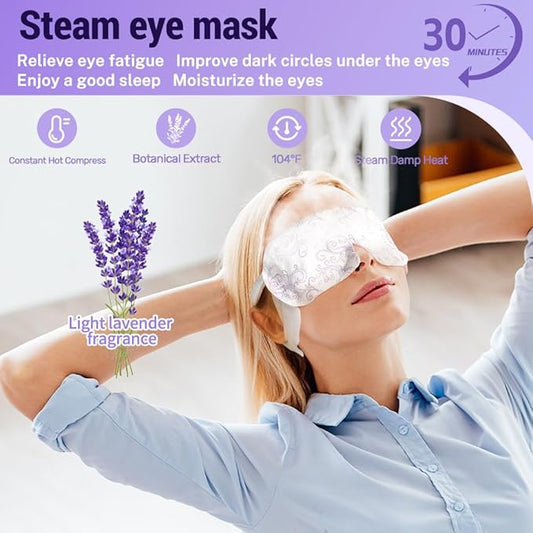 16 Packs Steam Eye Mask,Self Heating Warm Compress for Dry Eyes,Heated Eye Mask for Fast Relief,Disposable Moist Heating Compress Pads for Sleeping(Lavender)