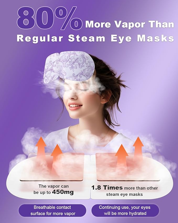 60 Packs Eyelid Cleansing Wipes for Dry Eye & Blepharitis + 30 Packs Steam Eye Masks Lanvender