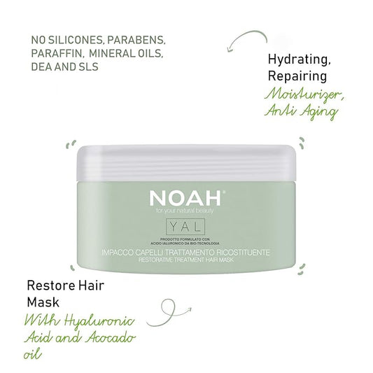 for your natural beauty Restore Hair Mask, 6.76 fl.oz - Hydrating, Anti Aging Hair Mask with Hyaluronic Acid, Avocado Oil, Coconut Oil extracts, Paraben Free, Deep Hair Conditioner