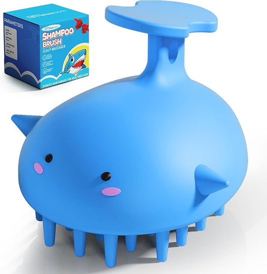 Scalp Massager Hair Growth Shampoo Brush, Silicone Scalp Scrubber Shower Scalp Brush for Hair, Head Massager Scalp Exfoliator for Dandruff Removal, Wet Dry Scalp Massage Tool for Hair Care, Blue